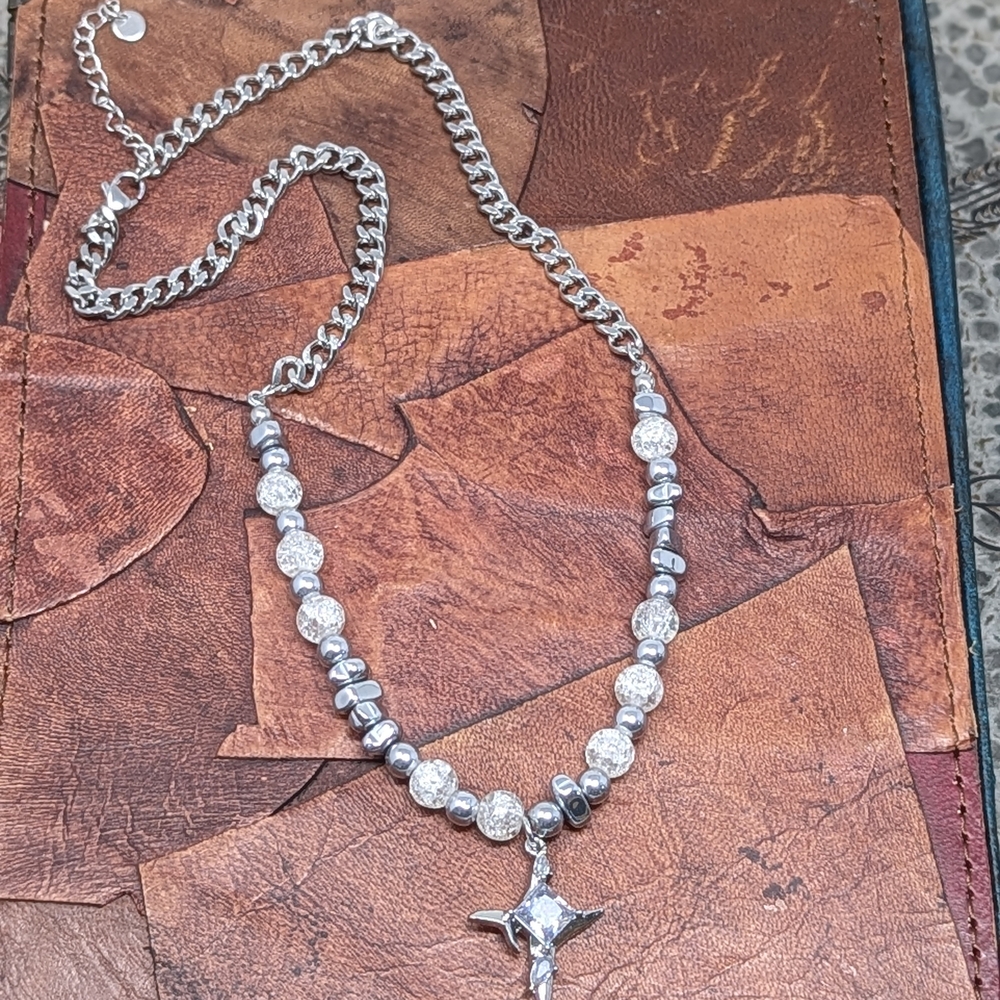 Elegant Silver Beaded Necklace